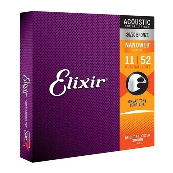 Encordoamento Violão Aço 011 Elixir Custom Light Made In Usa