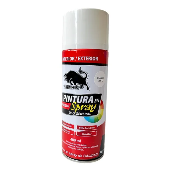 Pintura Spray Aerosol Uso General Blanco Opaco Mate 400 Ml