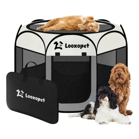 Cercado Cachorro Grande Cercadinho Pet Dobrável Portátil 114×114×58cm C/capa de Viagem