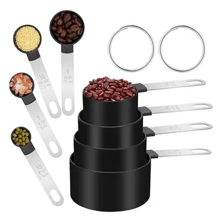 Medidores De Cozinha Colheres Medidor Culinario Copo Dosador Cor Preto Medidores De Cozinha Colheres Medidor Culinario Copo Dosador Cor Preto