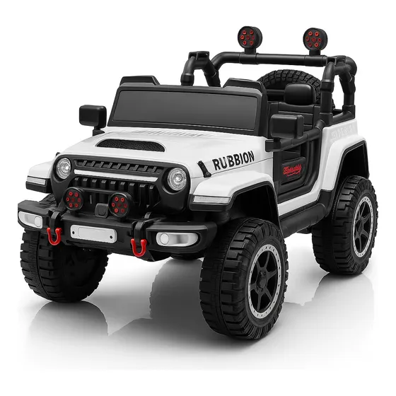 Auto A Batería Cuatriciclo Infantil Jeep Con Control Remoto Blanco