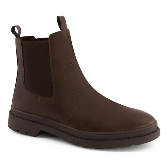 Botín Casual Ferrato Para Hombre Acabado Liso Cafe