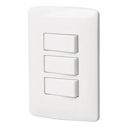 Placa Armada 3 Interruptores Sencillos, Italiana, Volteck Color Blanco