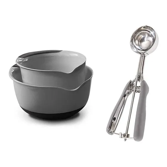 Grip Juego 2 Cuenco Para Mezclar Cuchara Primavera Ambo Gris