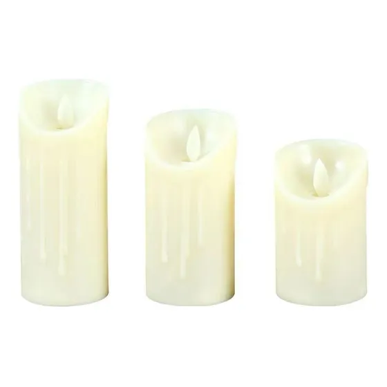 Set X3 Velas Led Grandes Con Movimiento Decoración Eventos 