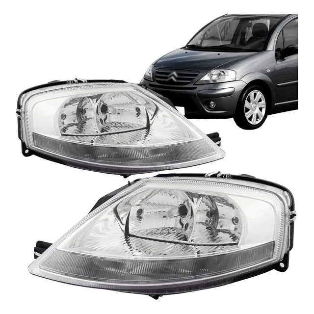 Farol Citroen C3 03 04 2005 2006 07 2008 2009 2010 Cromado