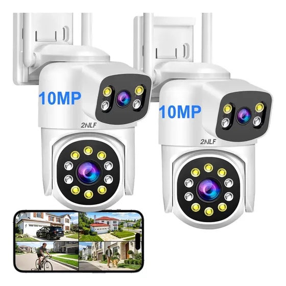 2nlf® 2pcs Doble Lente Cámara De Seguridad Exterior Wifi Hd