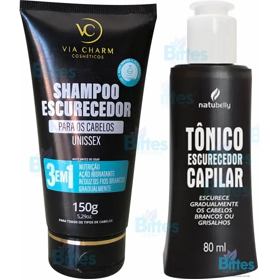 Kit Shampoo E Tônico Natubelly Escurecedor De Fios