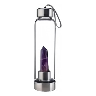 Botella De Agua Con Cristal Energético De Cuarzo Púrpura Botella De Agua Con Cristal Energético De Cuarzo Púrpura