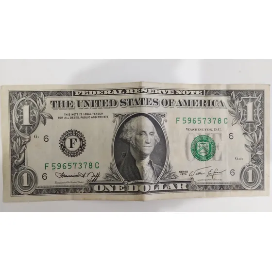 Cedula De Um Dólar Autêntica Antiga 1974