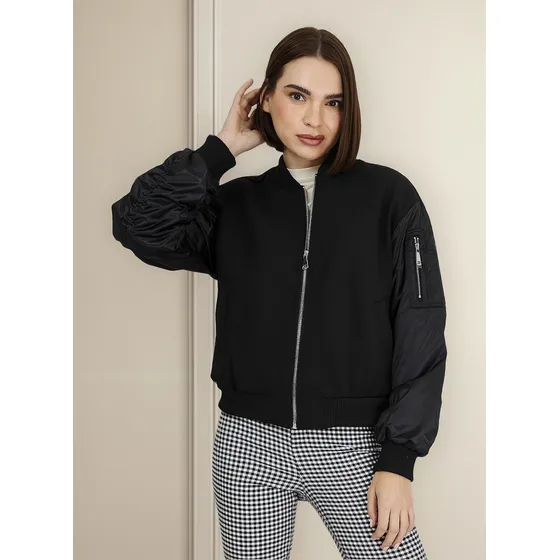 Bomber Tipo Lanilla Negro Nicopoly