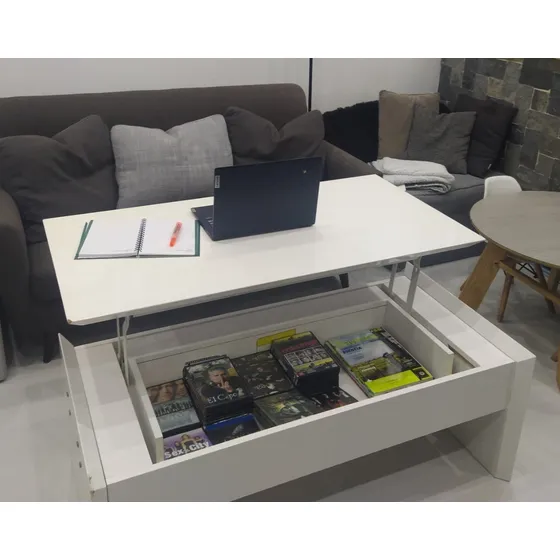 Mesa De Centro Plegable Multifuncional Moderna, Blanca Usada