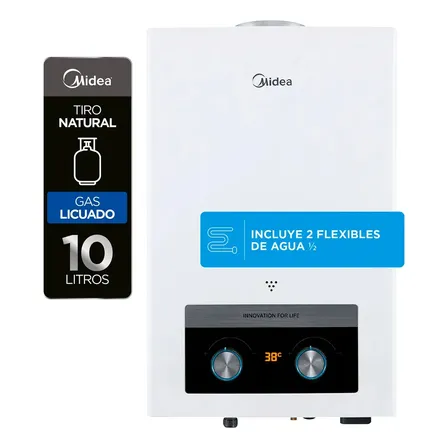 Calefont 10 Litros Tiro Natural Gas Licuado Midea Color Blanco Tipo De Gas Glp