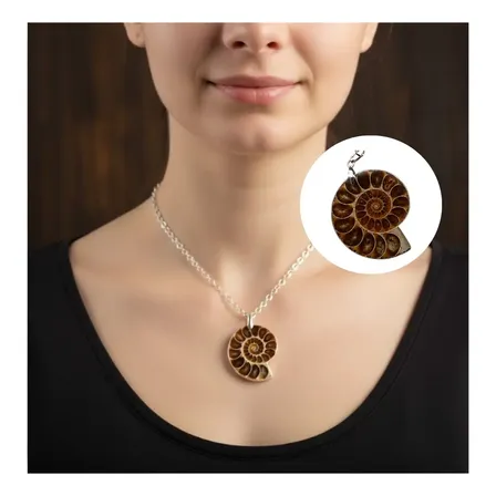Pingente Amonite Pedra Natural Espiral Energia Cura Natural