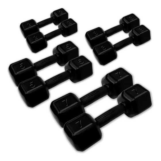 Kit Par Halter 2 3 5 7 Kg Sextavado Emborrachado - T 34 Kg