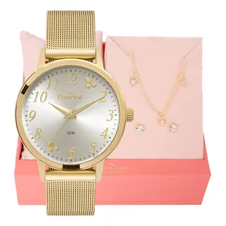 Relogio Feminino Condor Original Dourado Barato + Kit Joias Relogio Feminino Condor Original Dourado Barato + Kit Joias