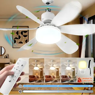 3pcs 52cm Ventilador Techo Lampara Remoto 3 Velocid 6 Aspas