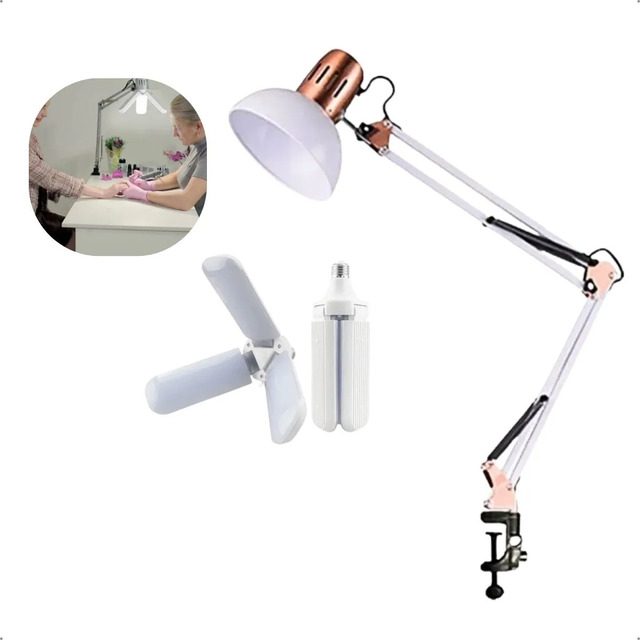 Kit Luminária Para Manicure + Lâmpada 45w Branco 127/220v