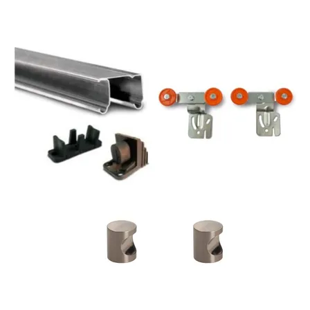Kit Closet 150cm Riel U-20 Corredera Doble + Guía + Tope