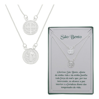 Presente Escapulário Prata 925 Legítima São Bento Cor Prateado Presente Escapulário Prata 925 Legítima São Bento Cor Prateado