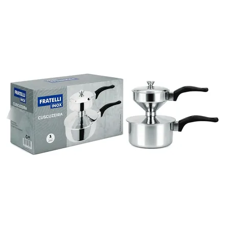 Cuscuzeira 9,5cm Inox Panela Vapor Compacta Prática Premium Prateado