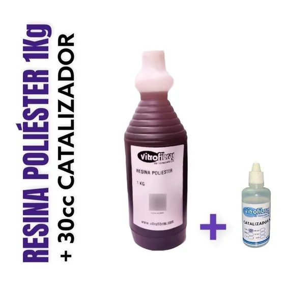 Resina Poliéster 1kg + Catalizador 30cc (p/ Fibra De Vidrio)