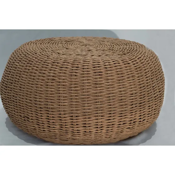 Puff Artesanal De Fibras Naturales Tejido Trenzado 50 Cm