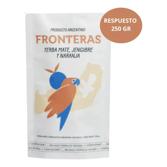 Yerba Mate Fronteras Organica 250gr Jengibre Y Naranja