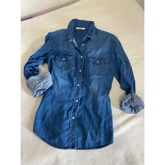 Camisa Manga Larga De Jeans Talla S-m