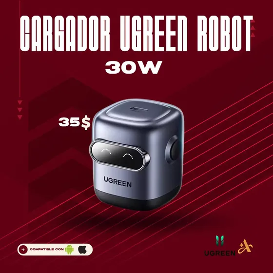 Cargador Ugreen Gan Usb-c 30w Rápido Negro