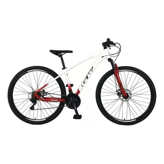 Bicicleta Gw Titan Rin 29 Mtb 7 Vel Freno Disco Montaña Color Blanco/rojo Tamaño Del Marco 16
