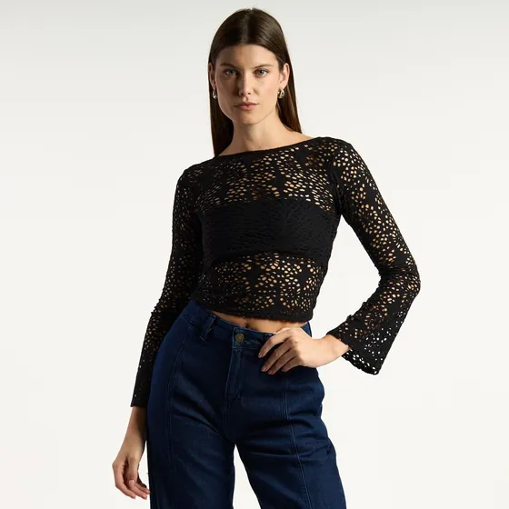 Remera Mujer Kevingston Jade Manga Larga Negro