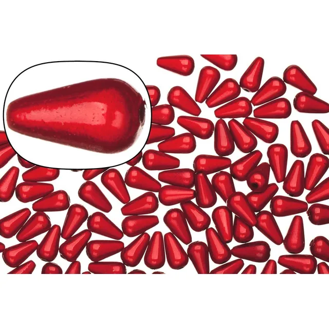 Miracle Beads 8 Mmx15 Mm Centro Perforado Gota Rojo
