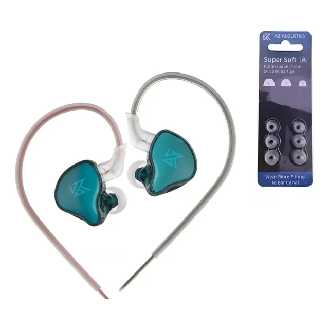 Kz Edcx Audífonos In Ear Cyan No Mic + Cleartips