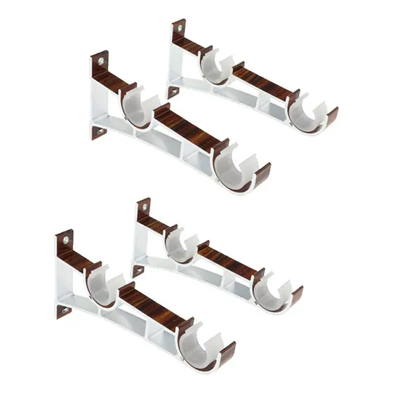 2 Pares De Soportes De Doble Poste De Cortina De Aleación