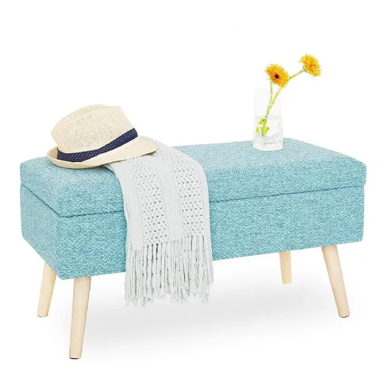 Silla Puff Baul Auxiliar Sala Dormitorio Patas Madera Banzay