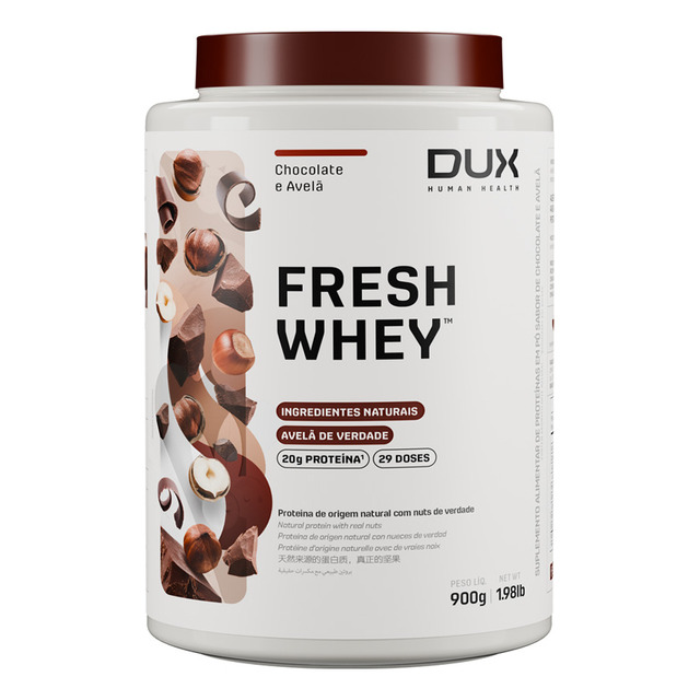Fresh Whey Chocolate E Avelã Sabor Chocolate Belga E Avelã - Dux Human Health - Pote 900g Fresh Whey Chocolate E Avelã Sabor Chocolate Belga E Avelã - Dux Human Health - Pote 900g