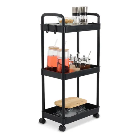 Carrito Organizador Multiusos Auxiliar De Almacenamiento Color Negro