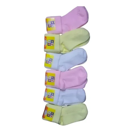 Pack 12 Pares Calcetín Bebe, 100% Algodón, Colores Niña