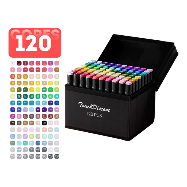 Conjunto Canetas Marcador Canetinha Ponta Dupla 120cores Kit Conjunto Canetas Marcador Canetinha Ponta Dupla 120cores Kit