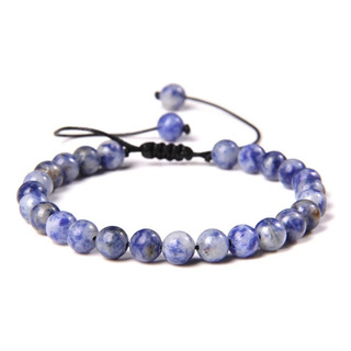 Pulsera Sodalita Natural Cuentas 6mm Longitud Ajustable Pulsera Sodalita Natural Cuentas 6mm Longitud Ajustable
