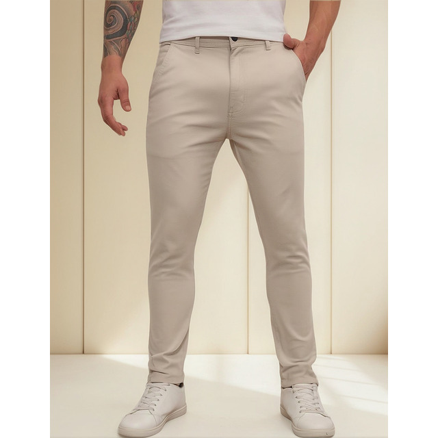 Calça Masculina Sarja Skinny Esporte Fino Com Bolsos Estilo
