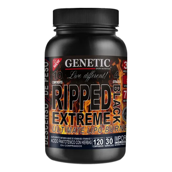Quemador De Grasa Definitivo Ripped Extreme Genetic + Dieta Sabor Sin Sabor