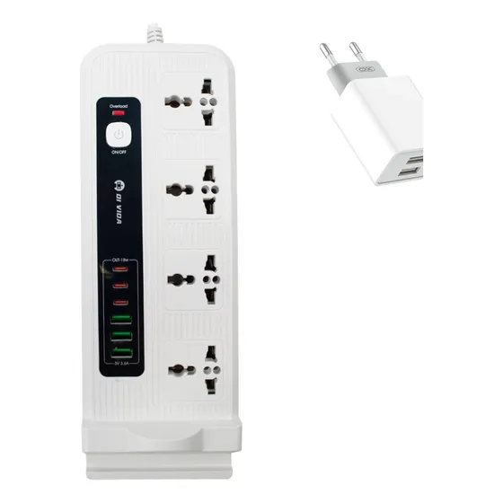 Tomada Elétrica 4 Entrada Universal 3 Usb 5v E 3 Tipo C 18w
