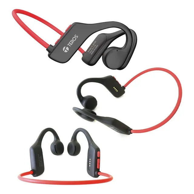 Audífono De Conducción De Aire Teros Te8078 Rojo Y Gris