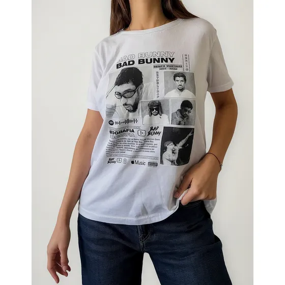 Remera Algodón Estampada Mujer Nylon Bad Bunny