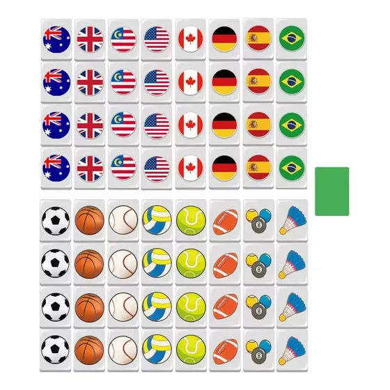 Cx Juego De Fichas Mahjong Con Patrón De Bandera De Bola,
