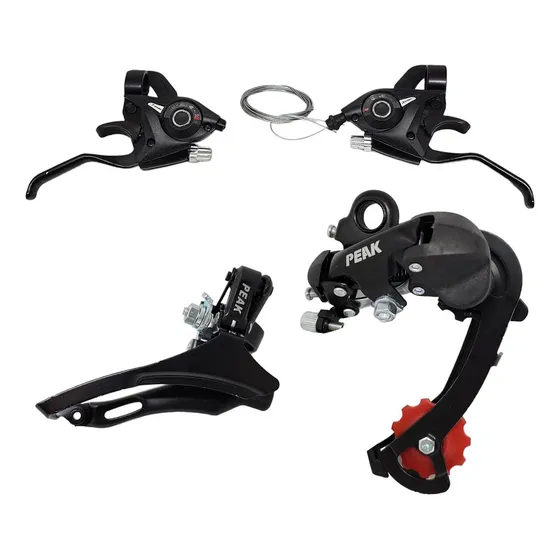 Kit Transmissão Bicicleta Mtb 21v Câmbio Dianteiro Traseiro + Par Alavancas