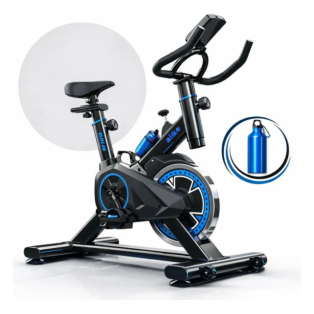 Bicicleta Ergométrica Fitness Para Cardio E Musculação Com Base Cor Preto E Azul 6kg Inerc...