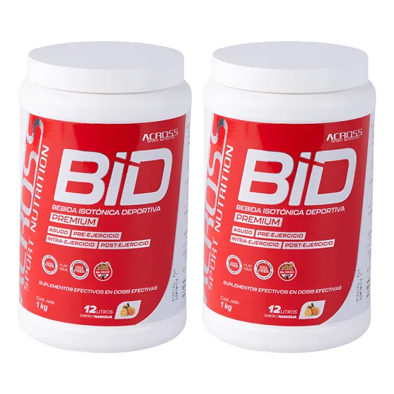 Kit X2 Bid Bebida Isotónica Deportiva Pote En Polvo 1kg